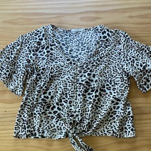 30% OFF ANY 3 ITEMS - 
Lush leopard print button up with tie